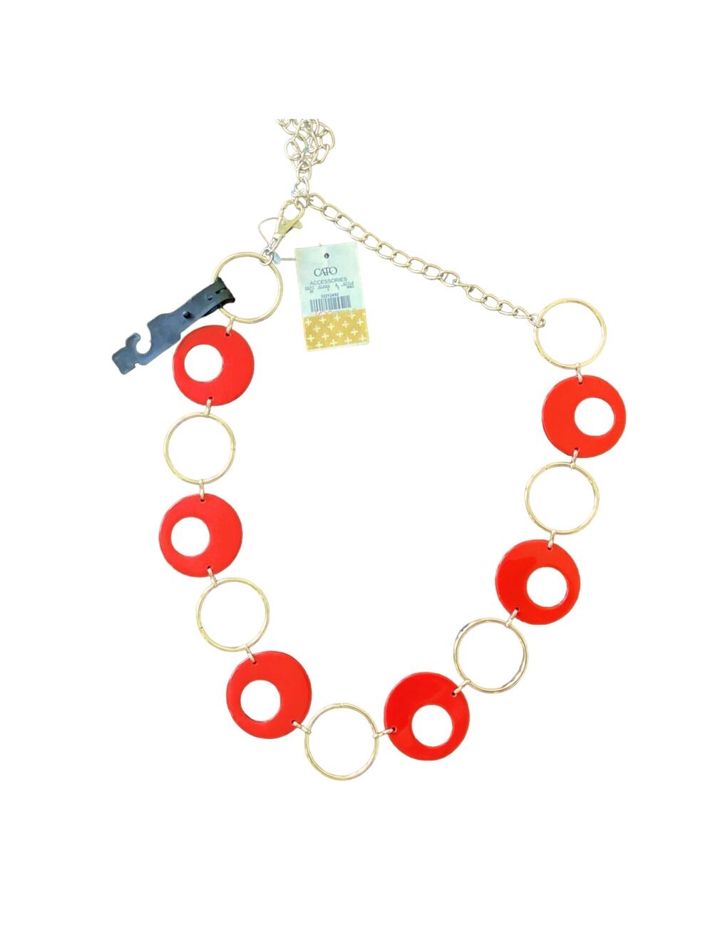 Cato Silver & Red Circle Chain Belt